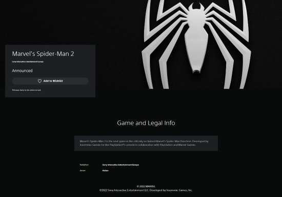 《漫威蜘蛛侠2》PS商店页面被删除了 外媒猜测明天会有新预告(漫威蜘蛛侠2手机版下载)