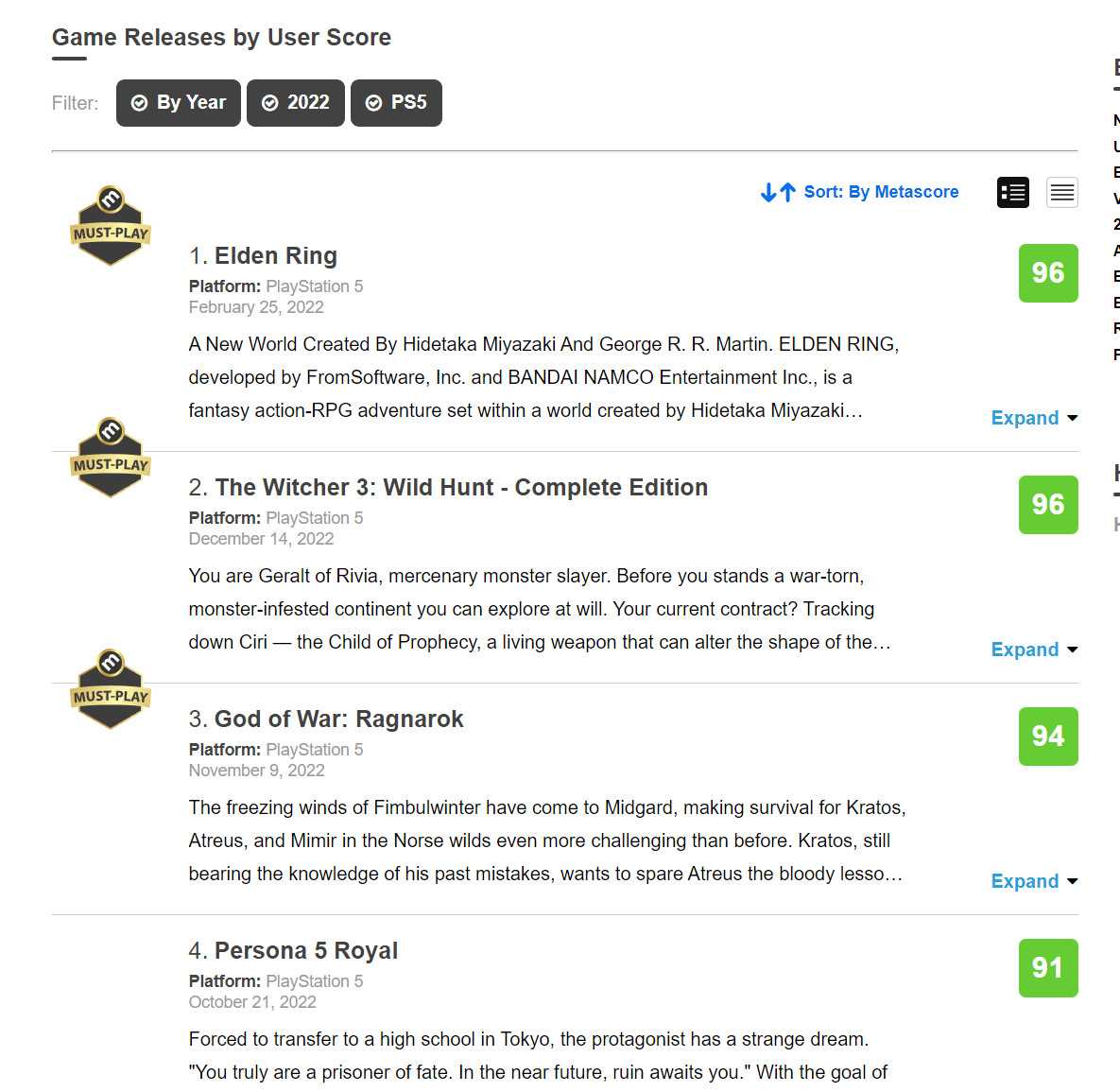 《巫师3》成M站评分第二游戏 超《战神5》(《巫师3》高清重制版)