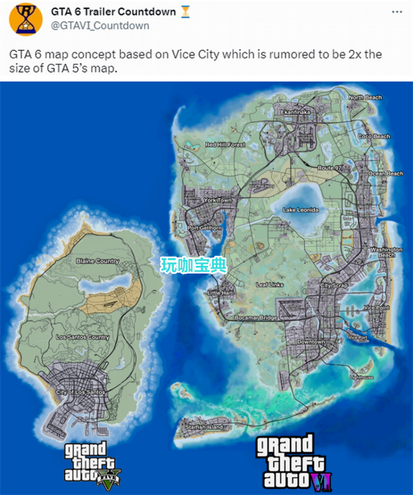 《GTA6》地图曝料 几乎是GTA5的两倍(gta6地图曝光)