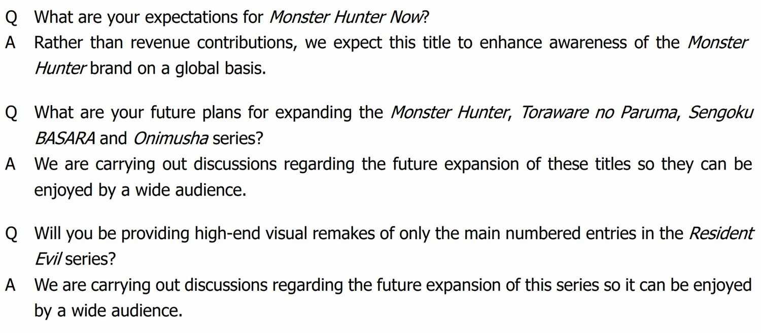 卡普空高层透露：《怪物猎人Now》不是为了赚钱而是宣传