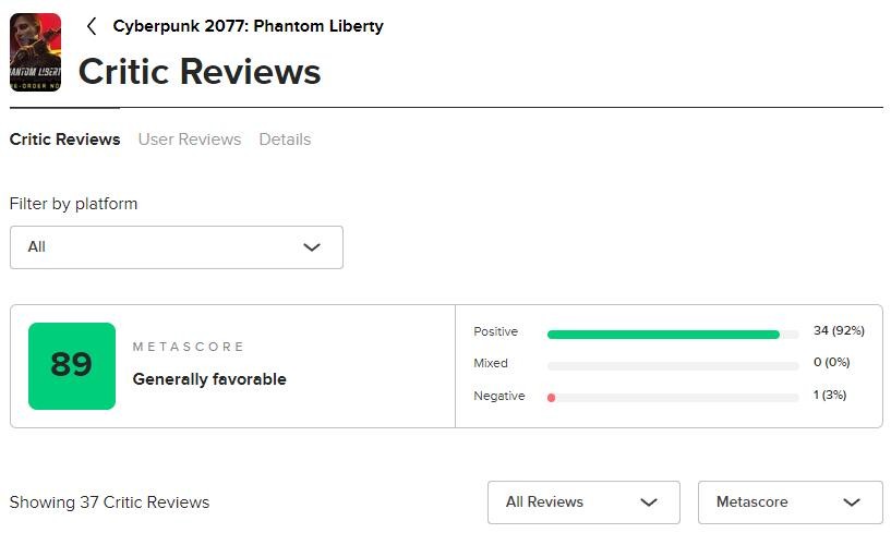 《赛博朋克2077：往日之影》MC均分89 品质提升明显(赛博朋克2077手机版下载)
