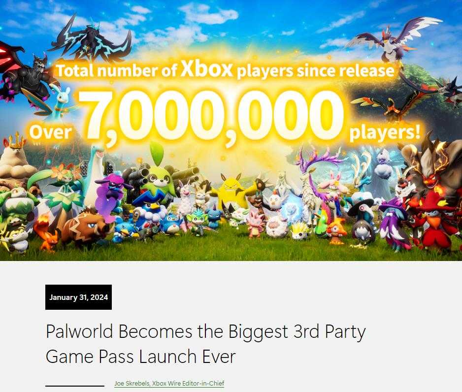 《幻兽帕鲁》成为XGP最大的第三方发布 Xbox将与开发商合作优化游戏(幻兽有什么用)