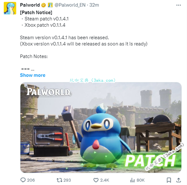 始终落后一步！​​​​​​​《幻兽帕鲁》Steam版更新v0.1.4.1版本