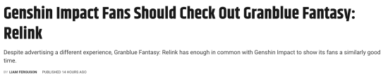 外媒向原神玩家推荐《碧蓝幻想Relink》：没抽卡元素!(原神外国主播)