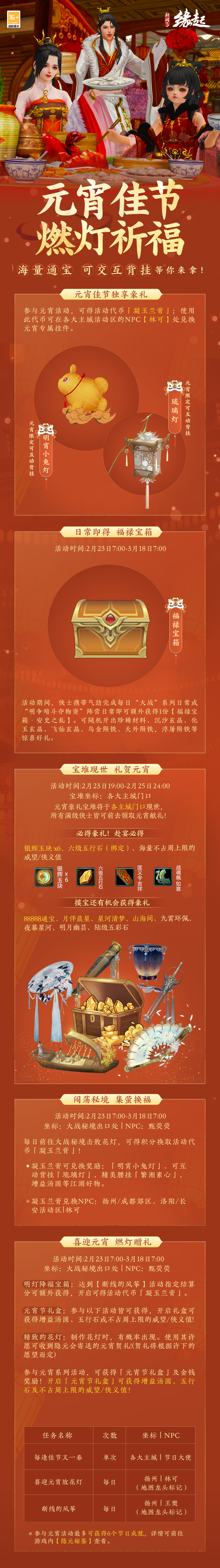 《剑网3缘起》携新装共祝元宵佳节 赛季加速即将开启(剑网3缘起百度百科)