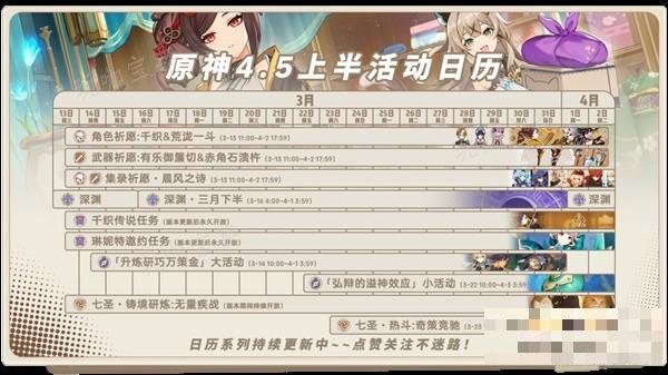 《原神》4.5版上半活动时间表(原神1.4版本介绍)