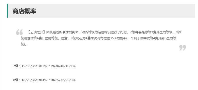 云顶之弈s11概率图 s11商店概率调整一览图片2
