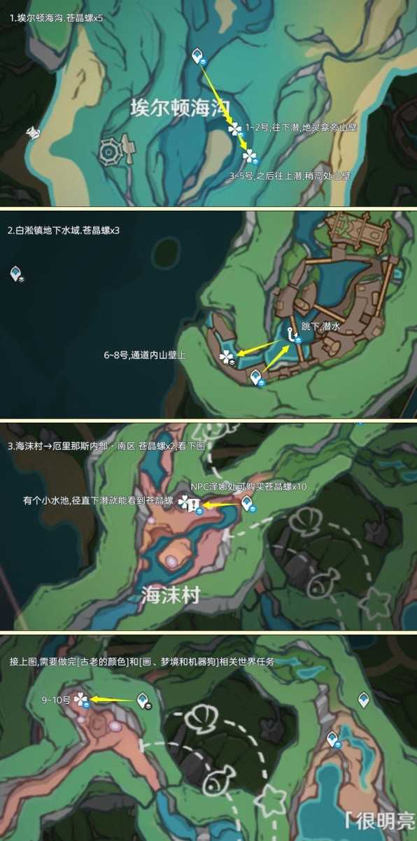 《原神》4.5苍晶螺采集路线分享(原神苍白套怎么得)