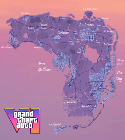 玩家自制《GTA6》概念地图：是前作地图的2.5倍大(玩家自制《大镖客1》重制版PS5封面)
