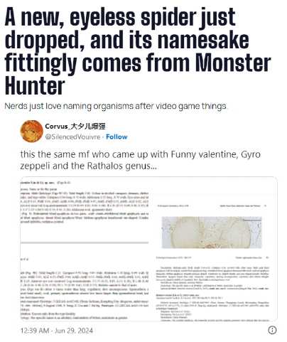 《怪物猎人》白电龙被命名广西新发现生物引热议