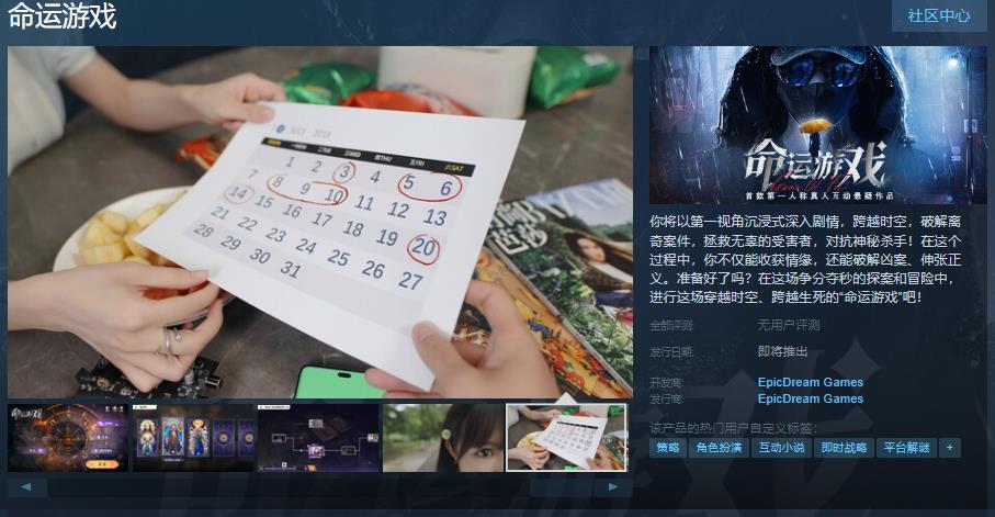 《命运游戏》Steam页面上线(命运游戏介绍)