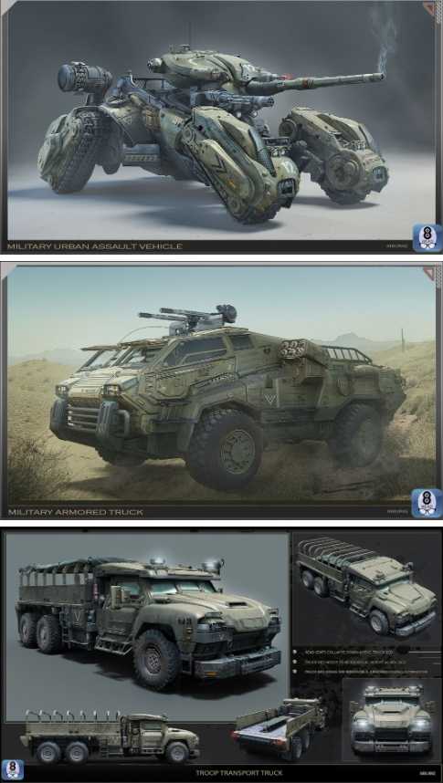 原版《毁灭战士4》美术概念图 活体兵器四足坦克等