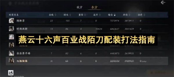 燕云十六声百业战陌刀玩法攻略：配装与打法详解(燕云十六声百业战排名逗圣)
